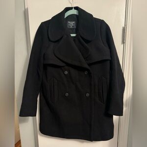 NWT Abercrombie Wool Black Classic Pea Coat